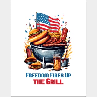 Freedom Fires Up the Grill T-Shirt | Ignite Your 4th of July Celebrations Posters and Art